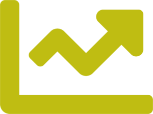 TEMA-Q GmbH_Produkte_Icon eines Diagramms mit ansteigender Kurve als Symbol für eine digitale Auswertung der Customer Experience