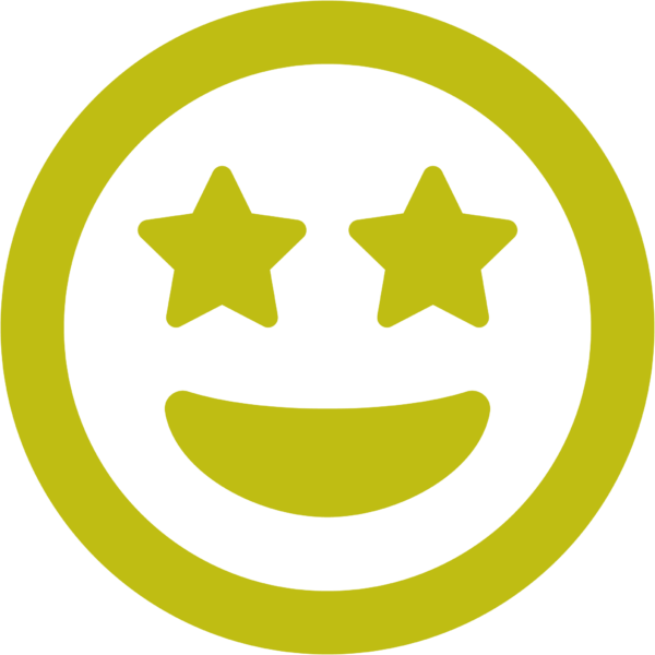 TEMA-Q GmbH_Icon_Smiley mit Sternenaugen als >Symbol für 100 prozentige Kundenzufriedenheit